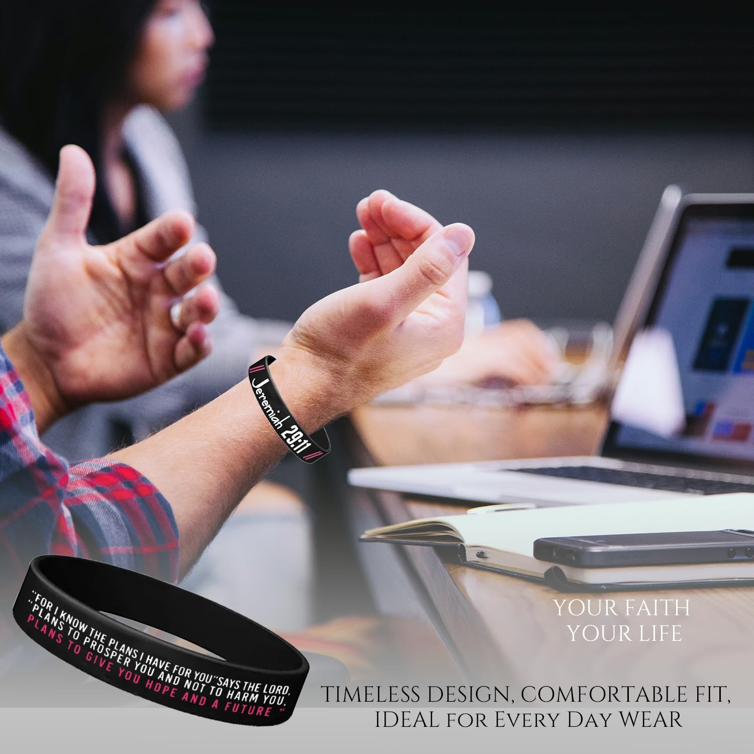 Bible Verse Bracelets – 12-Pack Jesus Scripture Christian Rubber Bracelets, C…