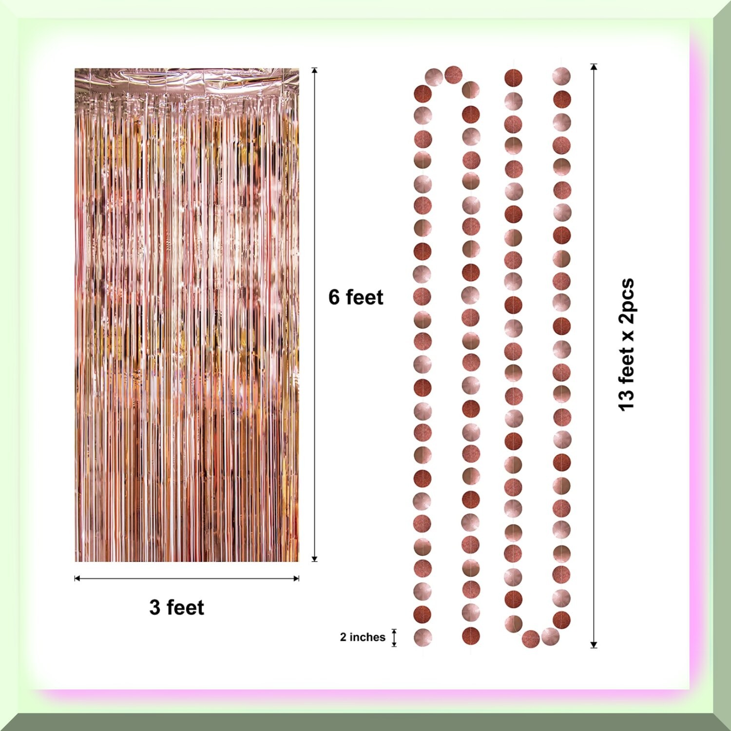 Rose Gold Fiesta Decor Kit with Fringe Curtain and Backdrop