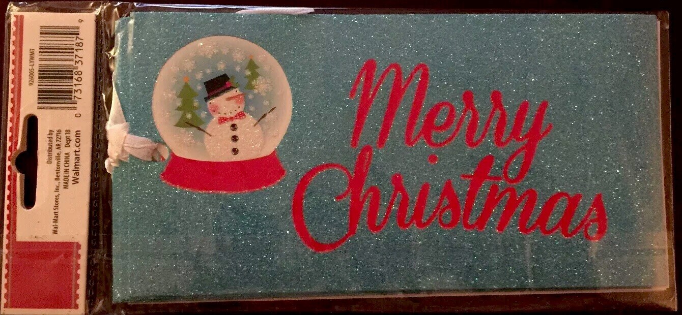 6 LARGE HOLIDAY CHRISTMAS WINTER THEMED GLITTERED GIFT TAGS BY HOLIDAY TIME
