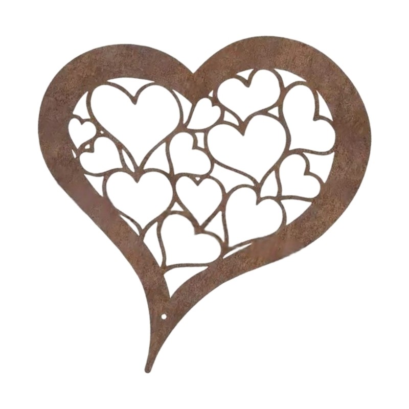 Rusty Stake Heart Plant for Indoor and Outdoor Figurines Heart Sculpture