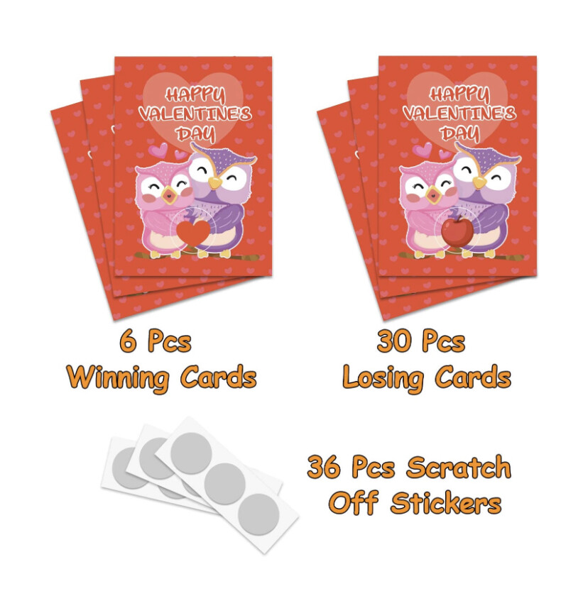 36 Pcs Valentines Day Scratch Off Game Card Event Party Games Raffle Tickets