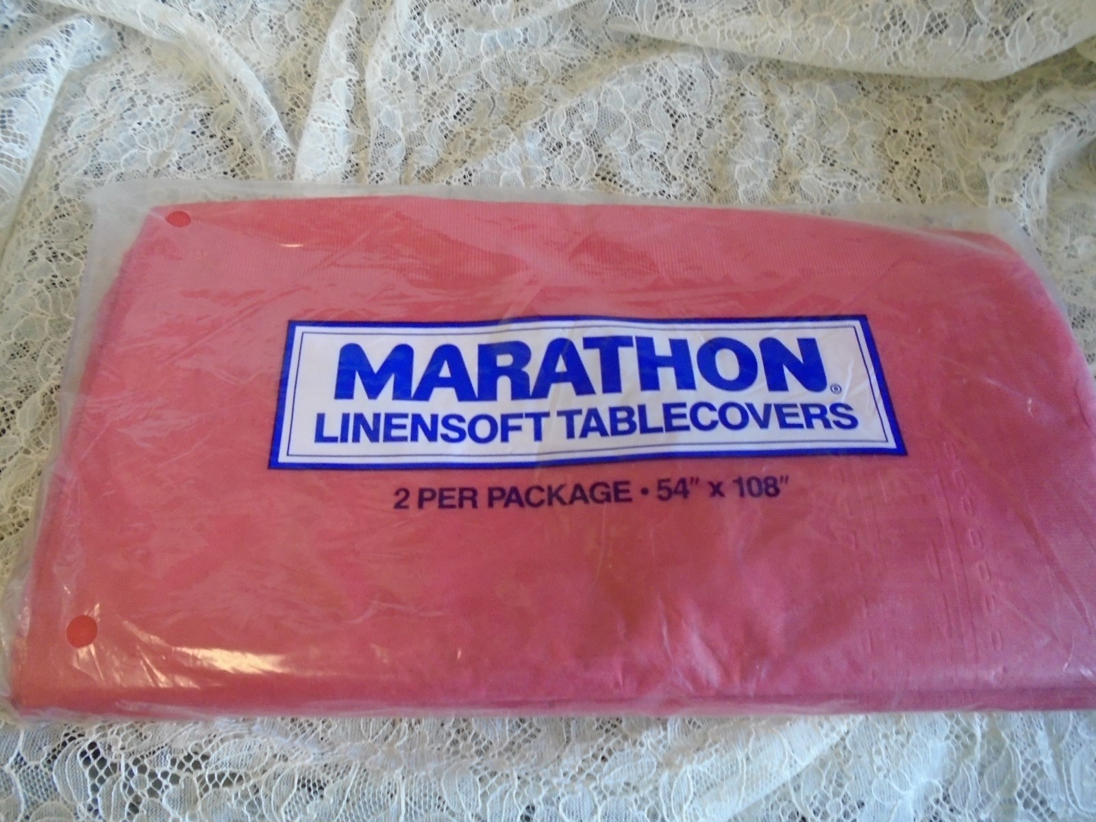 Vintage Marathon Tablecloth Paper linensoft 54x 108 2 pack sealed red Christmas