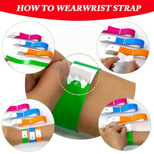 1000 Pcs Paper Wristbands for Events Waterproof Yellow Blue Red Orange Green