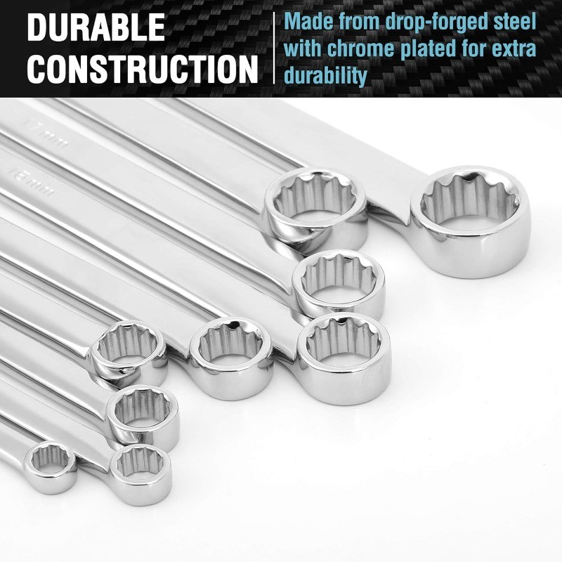 Extra Long Ratcheting Wrench Set, Double Box End Wrench Set, Metric