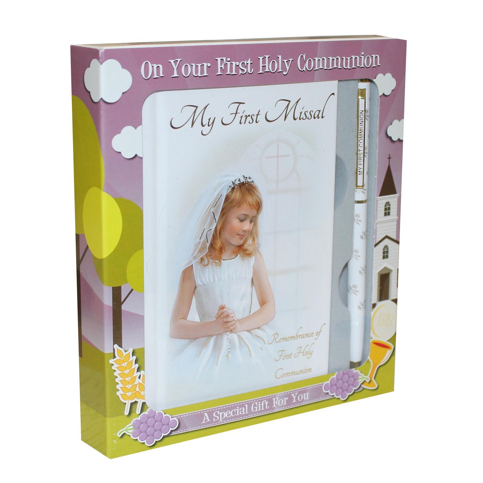 First Holy Communion Gift Set Missal Book and Pen C5172