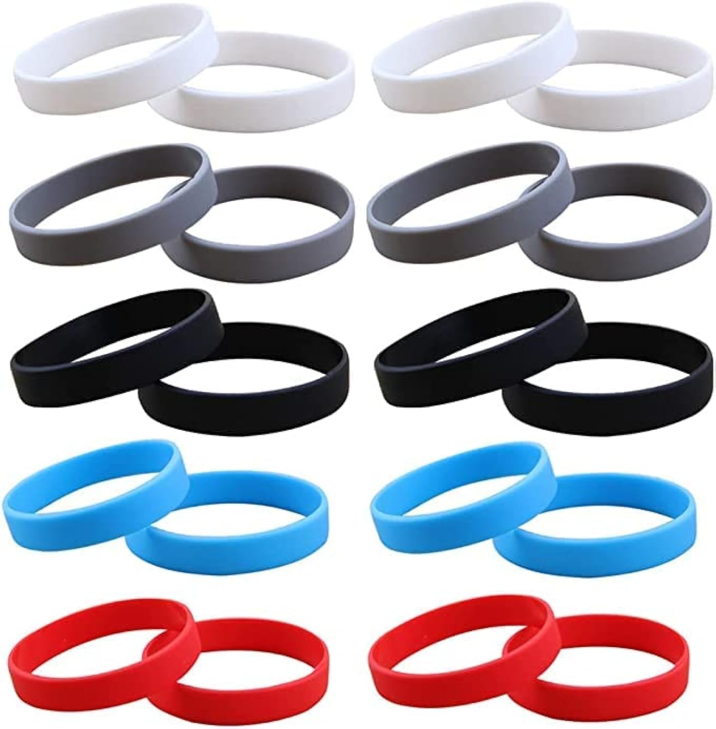 20 Pcs Rubber Bracelets Men Women Stretch Blank Silicone Wristbands Bracelets