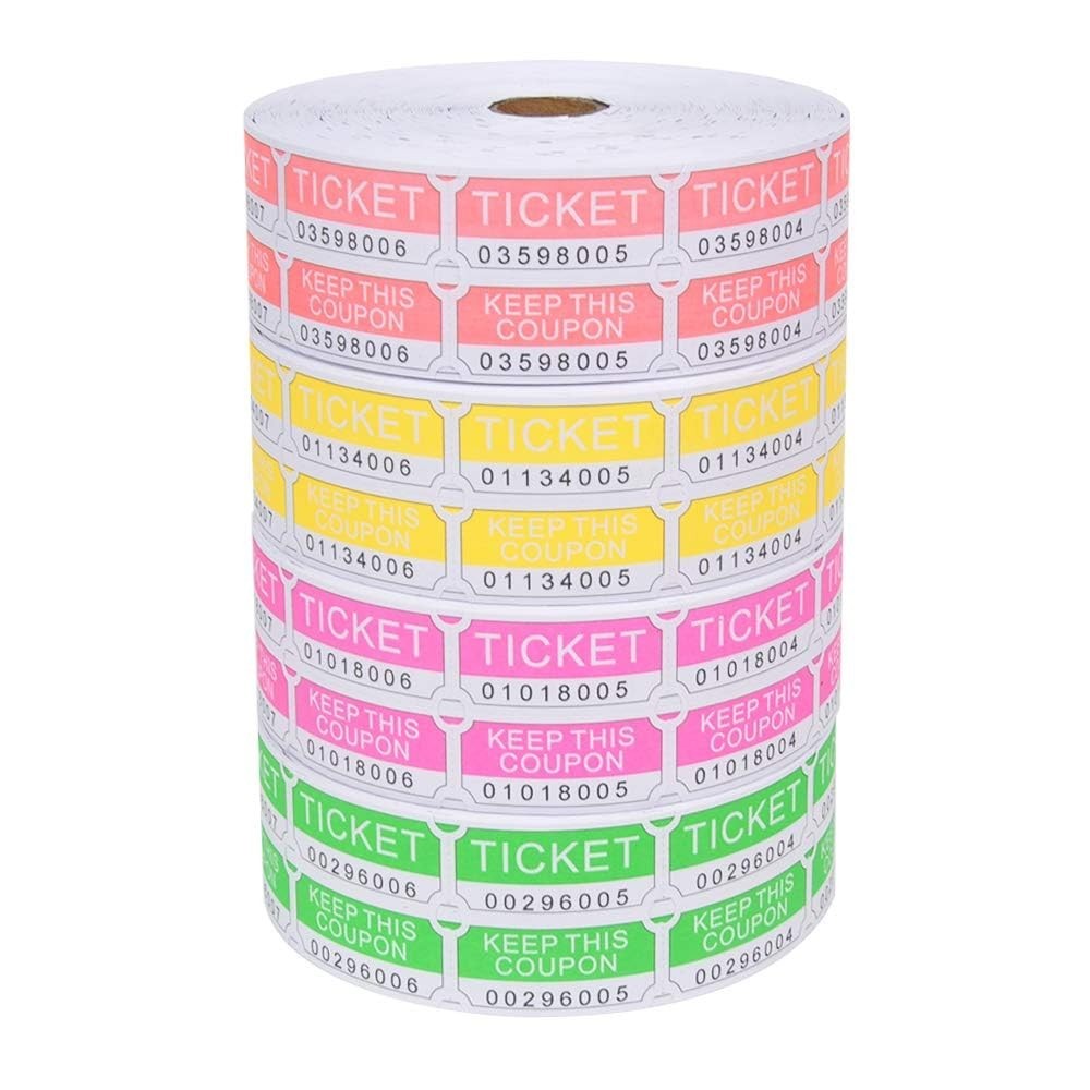 8000 Raffle Tickets Rolls – 50/50 Consecutive Numbered Tickets for Events, Parti
