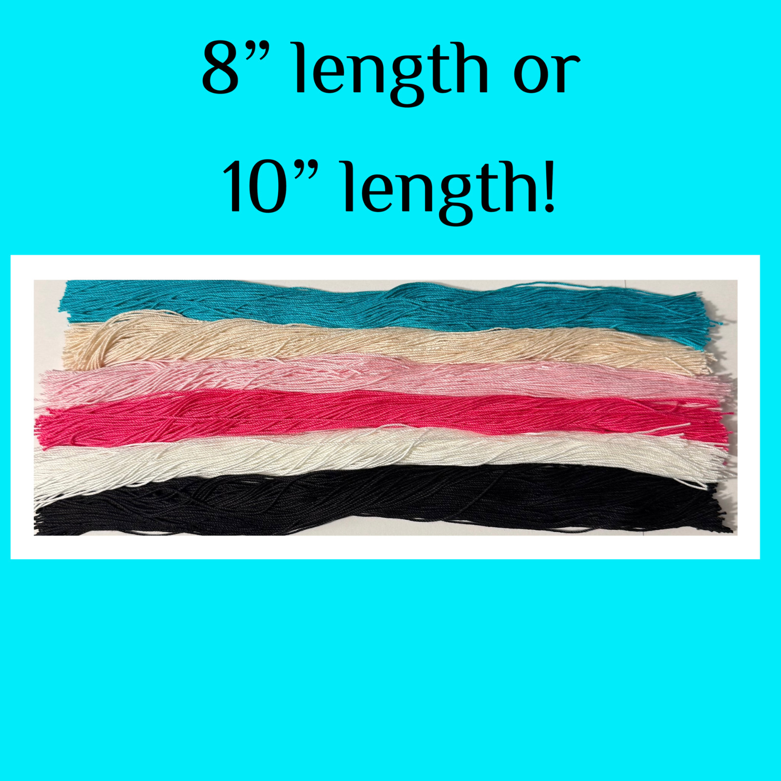 100 pieces 8 inch or 10 inch hang tag string white pink black off white teal