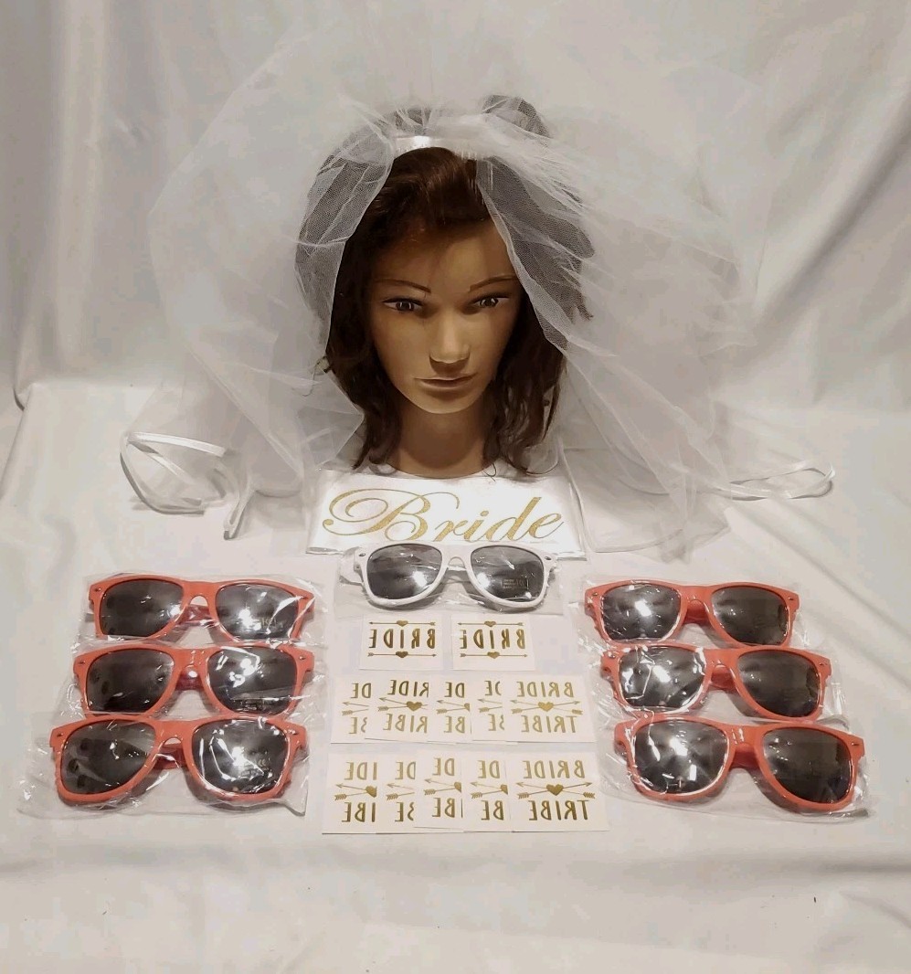 Bride Tribe Bachelorette Party Bridal Shower Novelty Sunglasses Veil Sash Tats