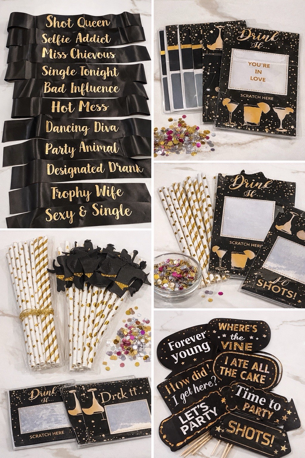 Black & Gold Bachelorette Party Kit – Complete Decor & Game Bundle 💋