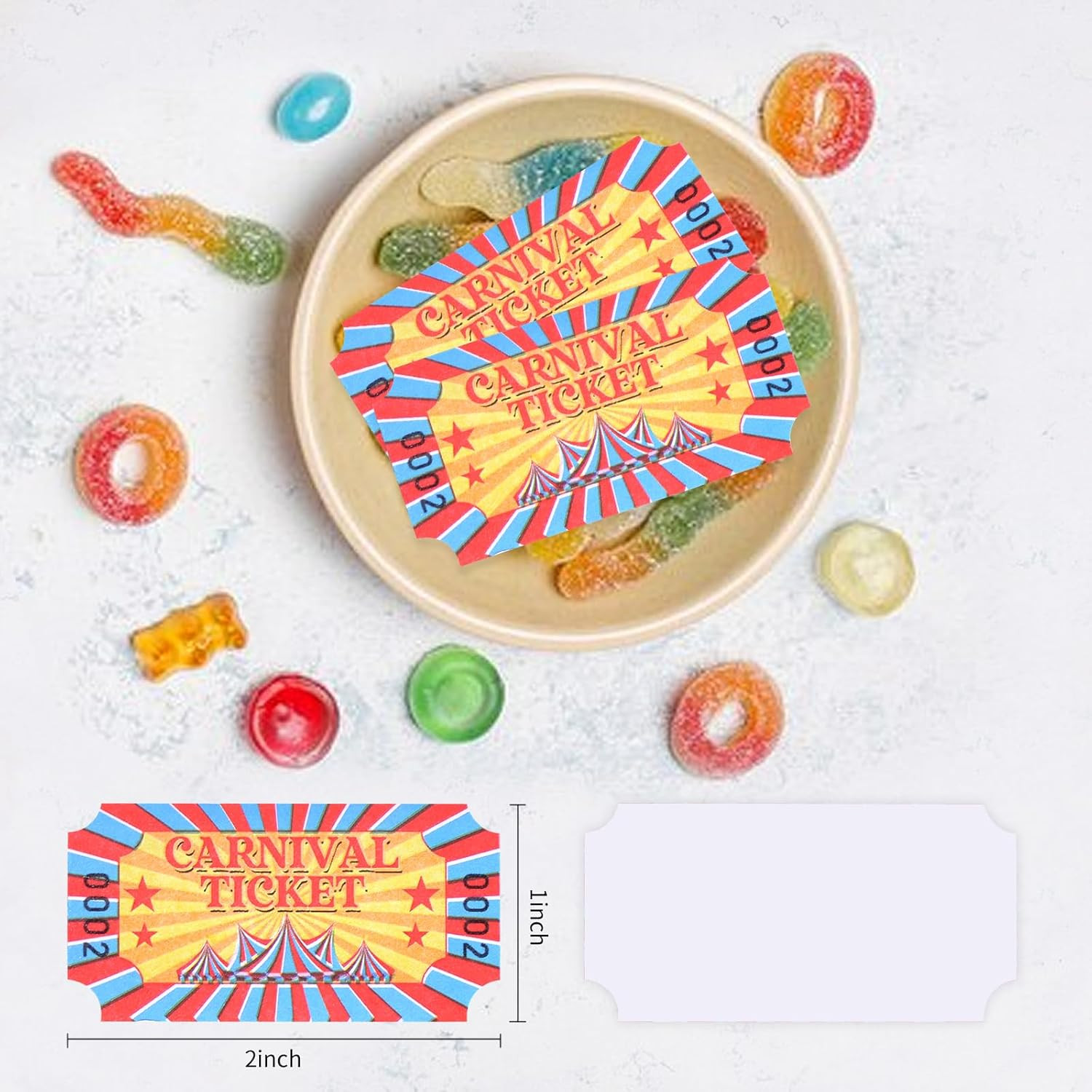 1000 Pcs Carnival Raffle Tickets, Single Roll Party Decorations