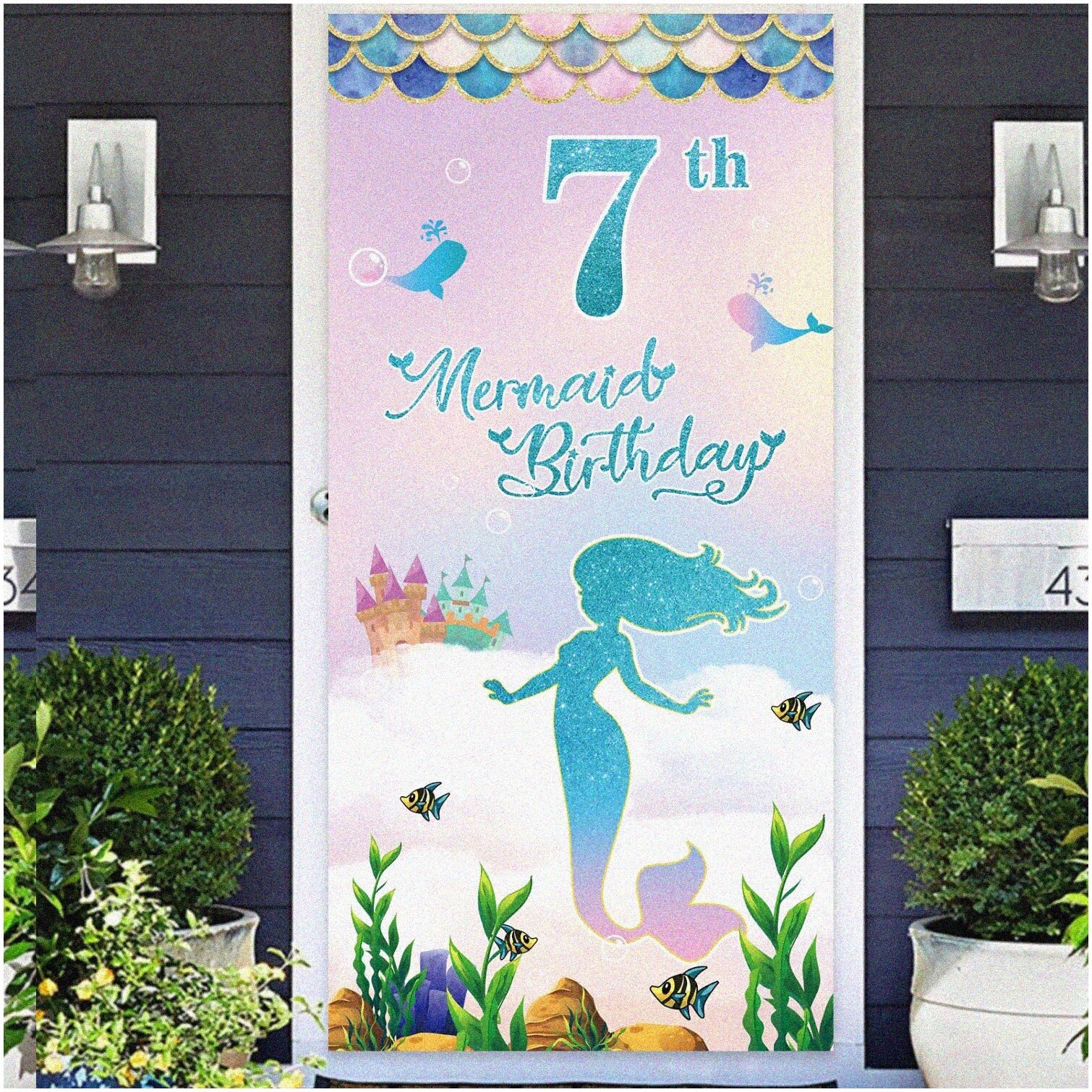 Mermaid 7th Birthday Party Set with Castle Backdrop