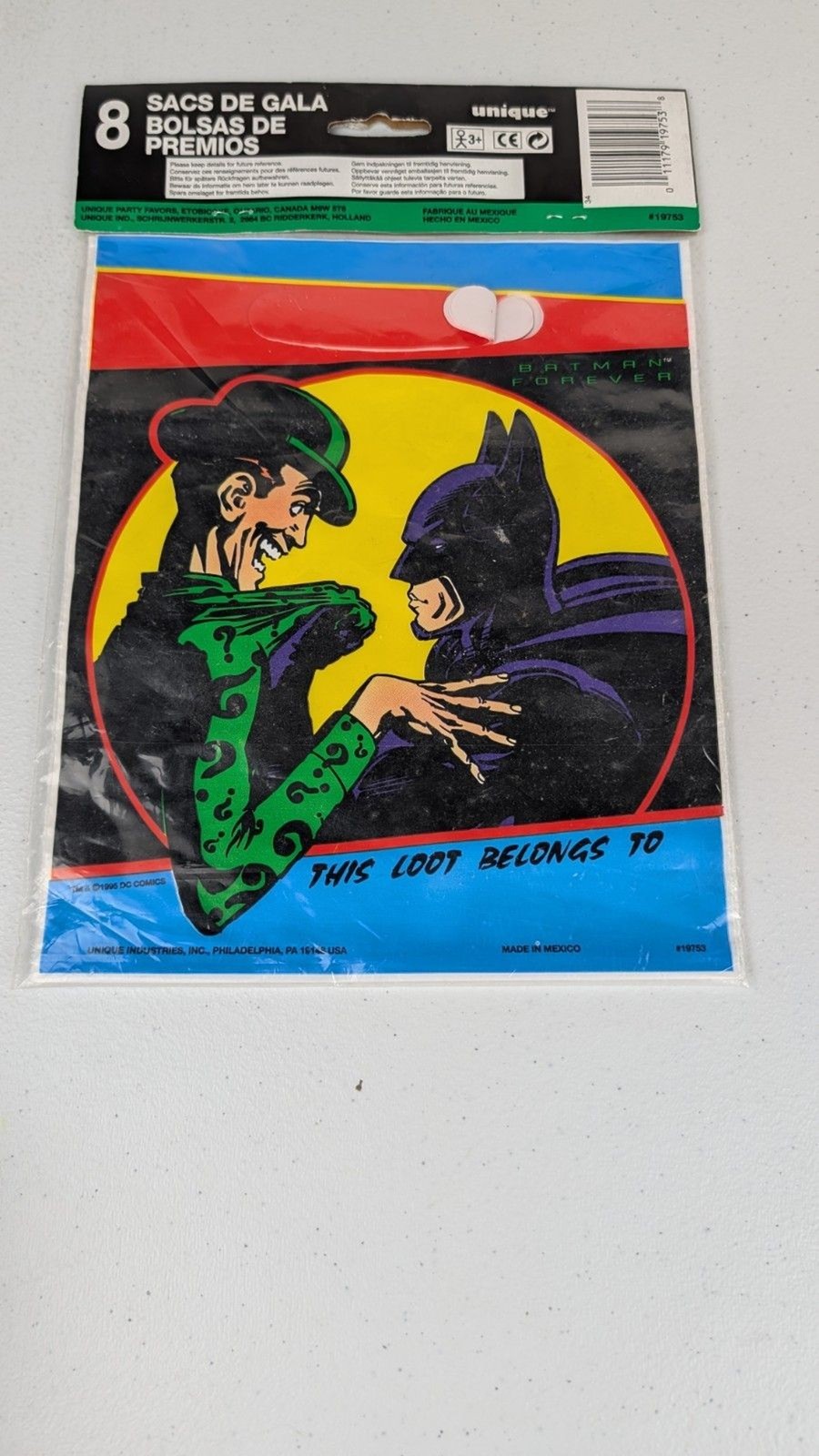 90s Batman Forever Party Loot Bags Riddler Batman Forever Superheroes NOS Sealed