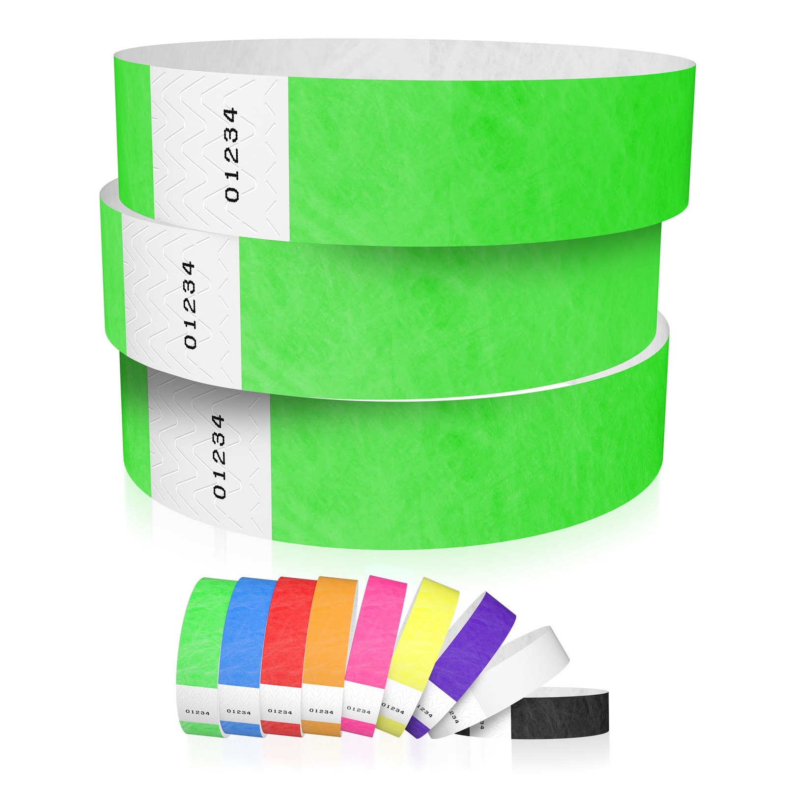 600 WristCo Neon Green Tyvek Wristbands for Events – 600,