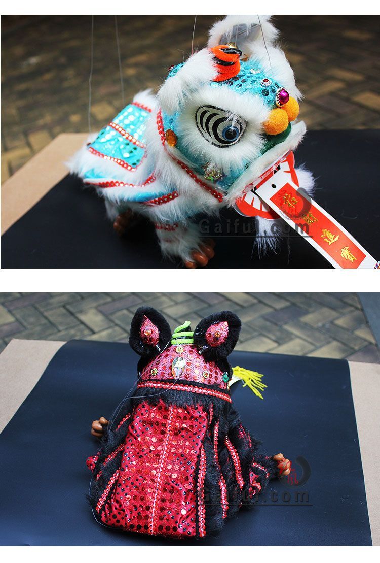 提线木偶狮子Puppet lion thread toy Chinese characteristics Folk traditional lion dance