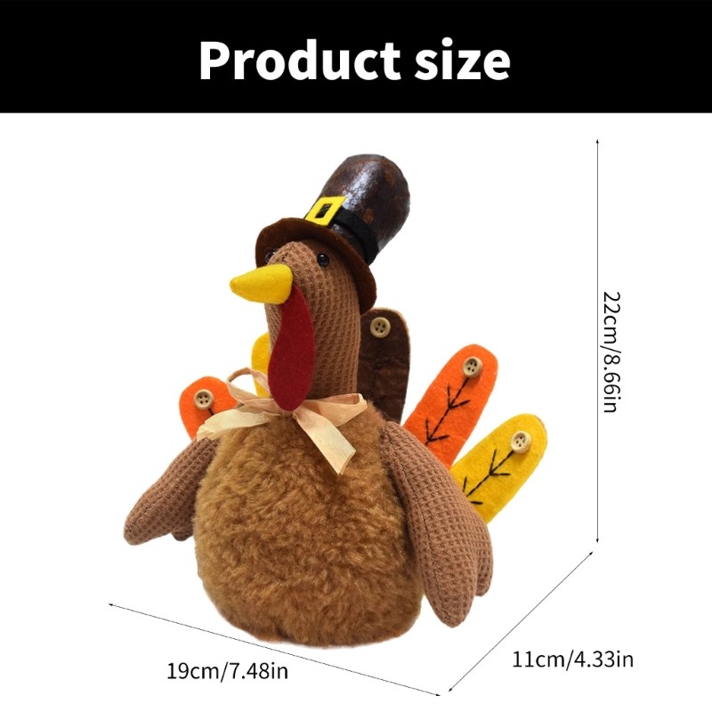 Thanksgiving Turkey Decorative Figurine Ornament Seasonal Tabletop Decoration