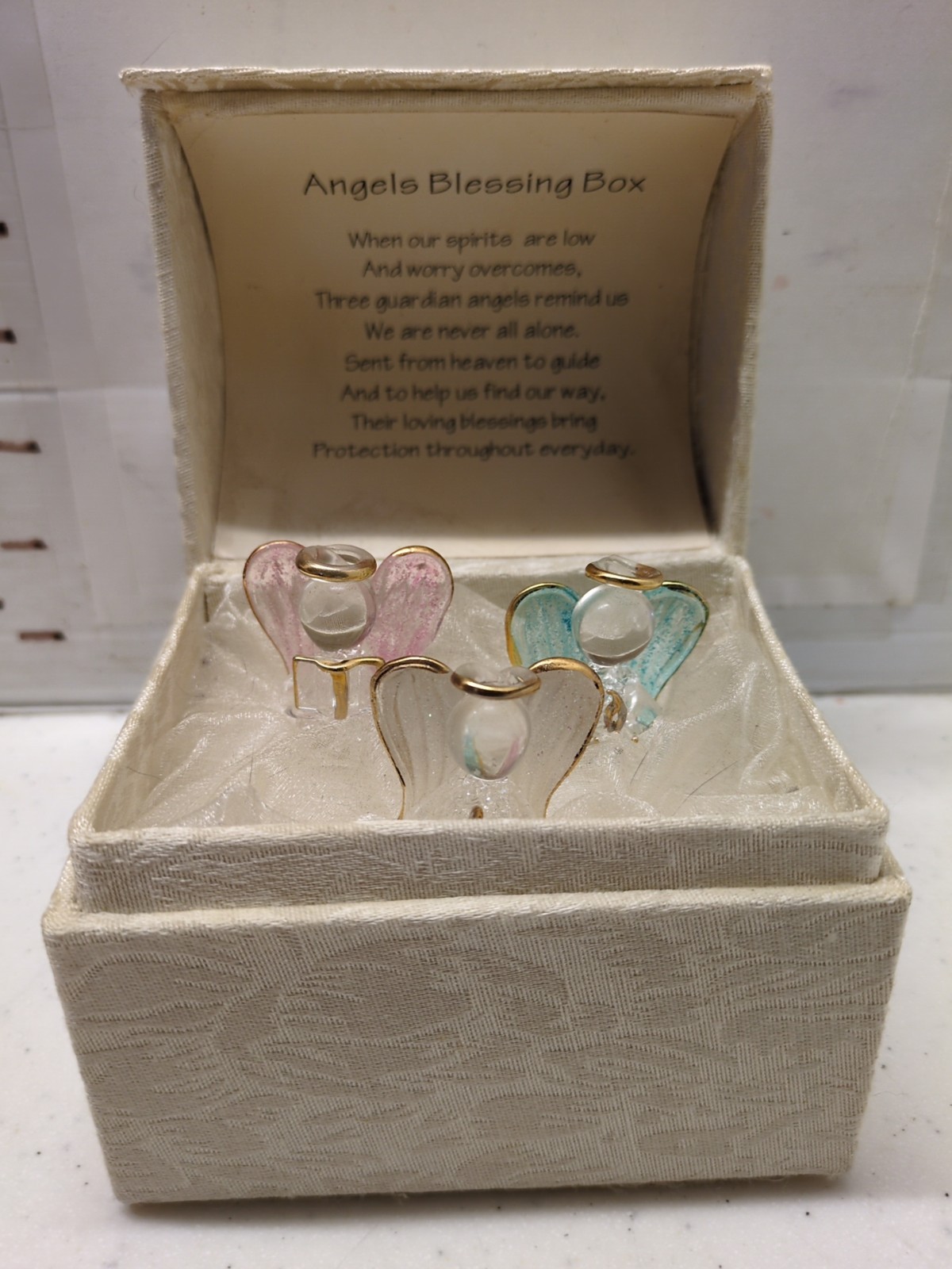 Set 3 Glass Guardian Angels Gift with Verse – Blessings Box