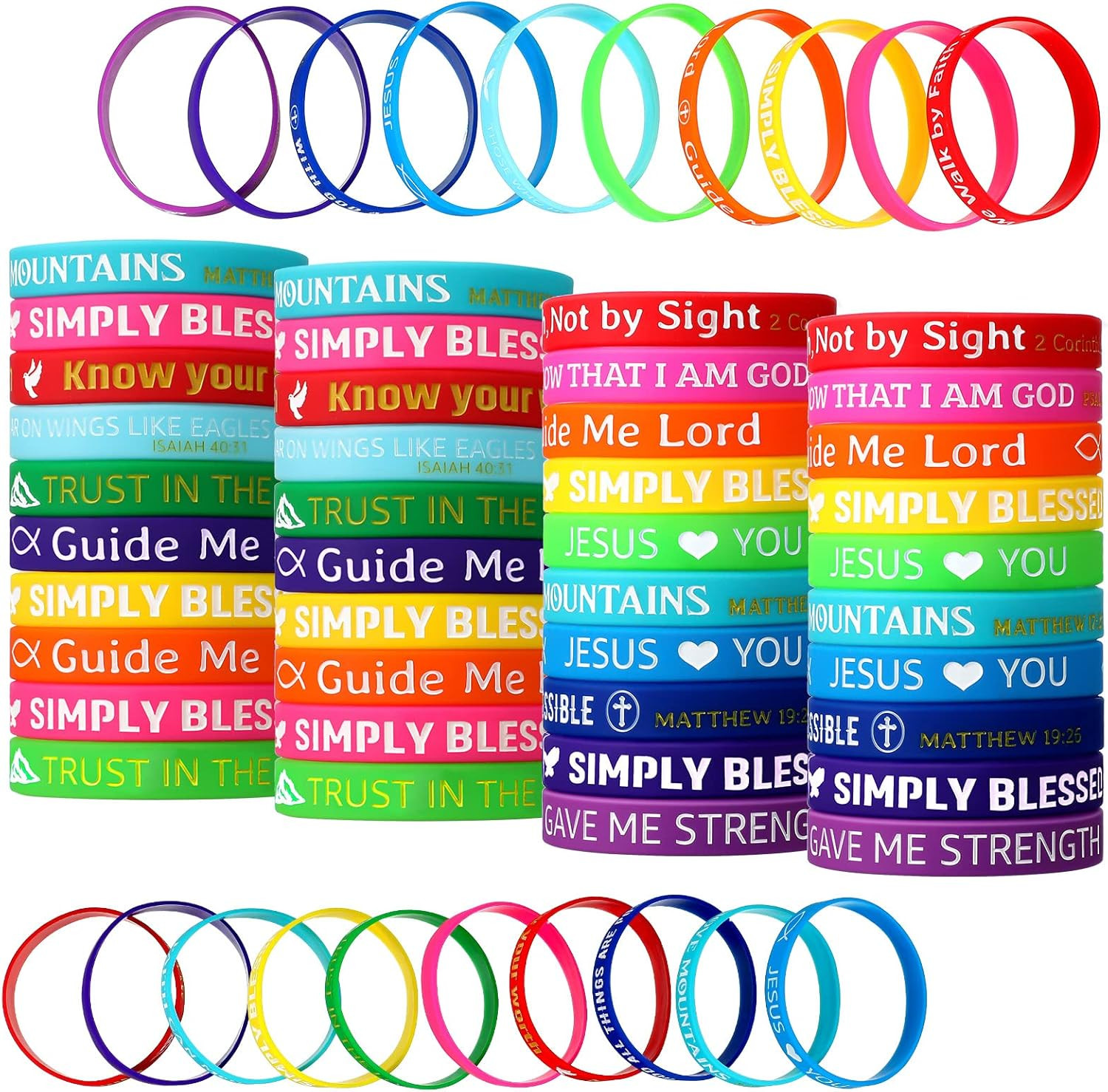 60 Pcs Bible Verse Bracelets Motivational Daily Reminder Gifts Christian Scriptu