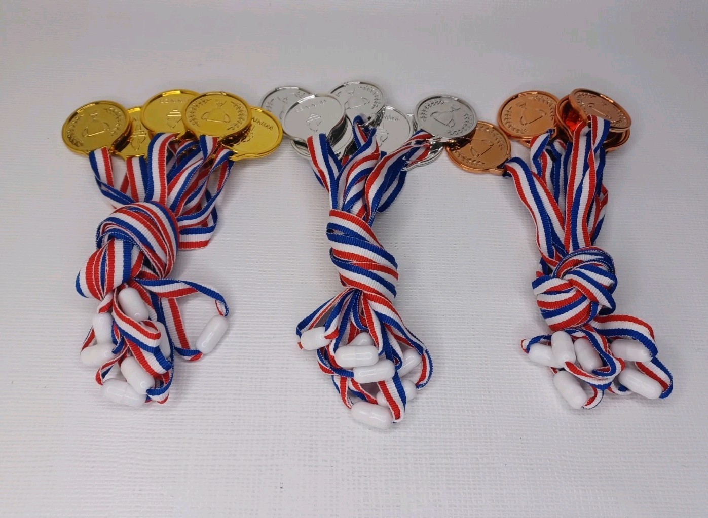 Plastic Award Medals Set Of 24 Gold Silver Bronze 1st 2nd 3rd Place Medal