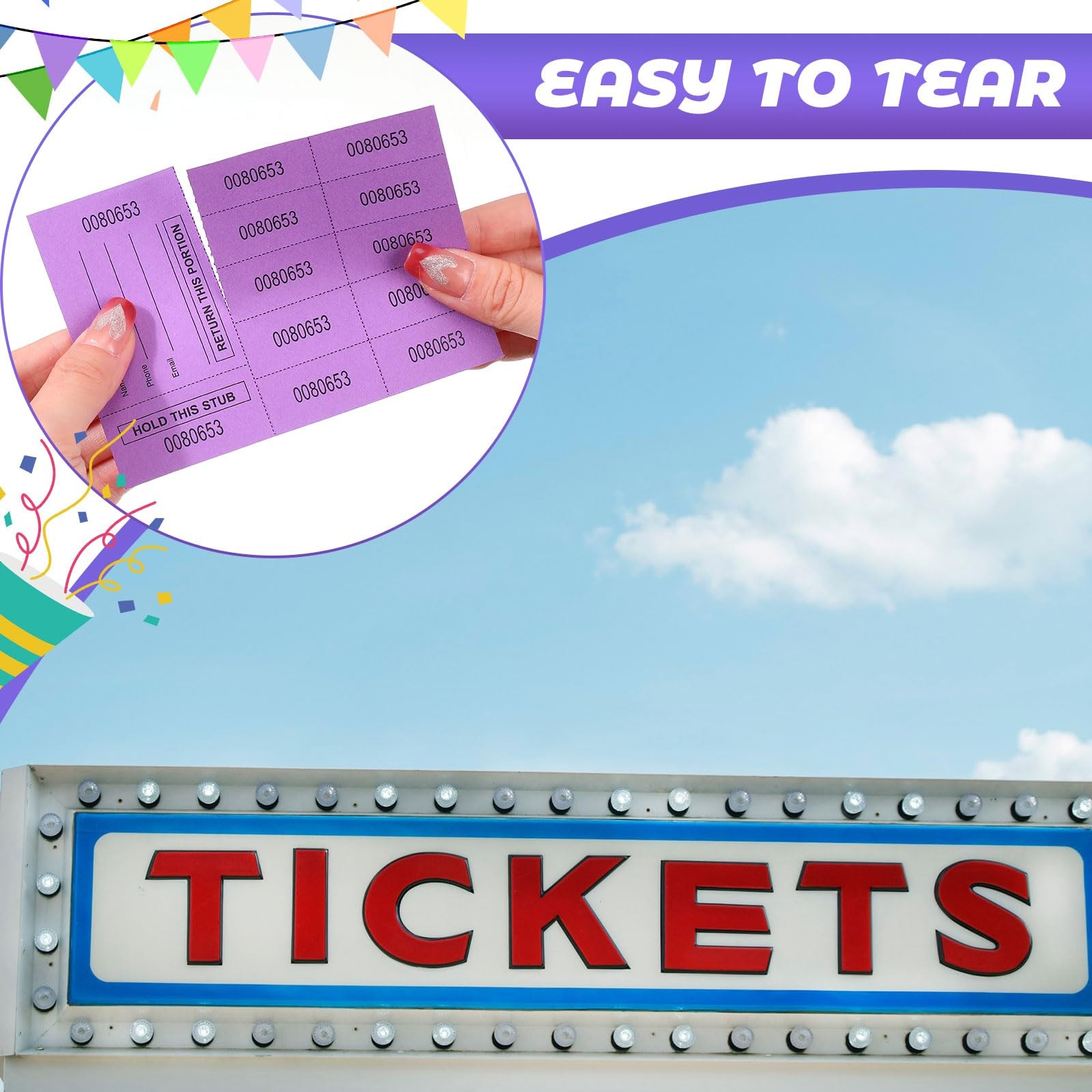 300 PCS Raffle Tickets Sheets Hold This Stub Chinese Auction 10 Bid Bright