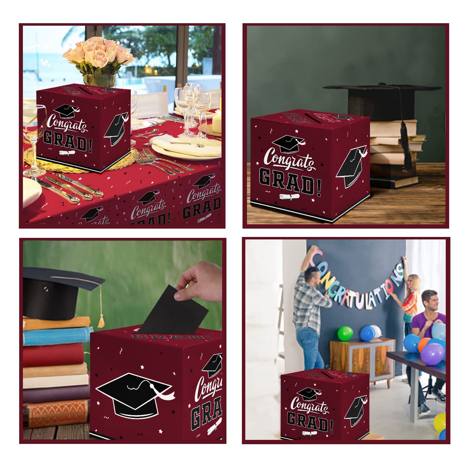Gatherfun Graduation Party Favors 8.97×8.97×8.97 Inch (Pack of 1), Maroon