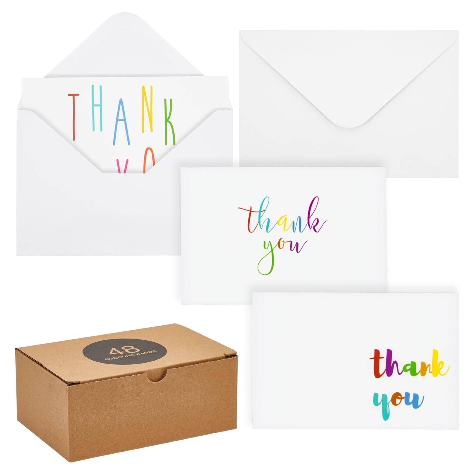 Juvale Thank You Cards with Envelopes – Bulk Blank 48-Pack, White
