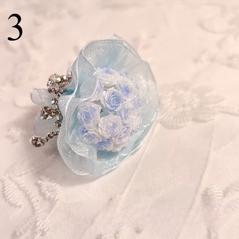 1x Heavy-Duty Mini Rose Bouquet Lace Flower Doll DIY Decoration Tassel with Hole