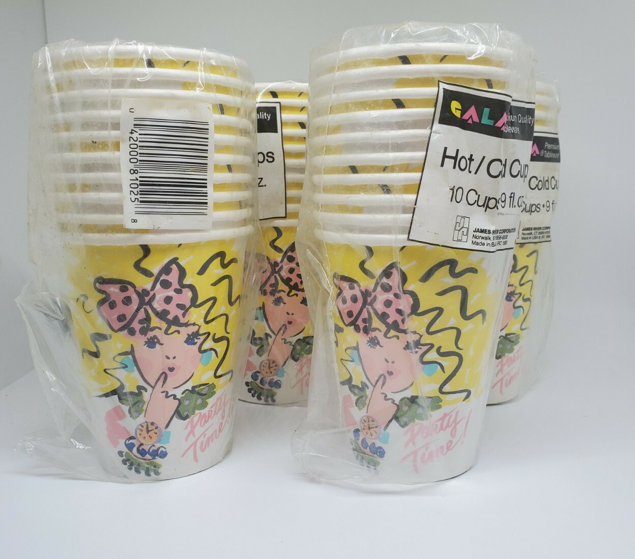Lot of 12 new Vintage Party/Slumber party Ware cups napkins table cloth invites