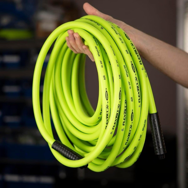 Air Hose, 3/8 in. x 100 ft., 1/4 in. MNPT Fittings, Heavy Duty,