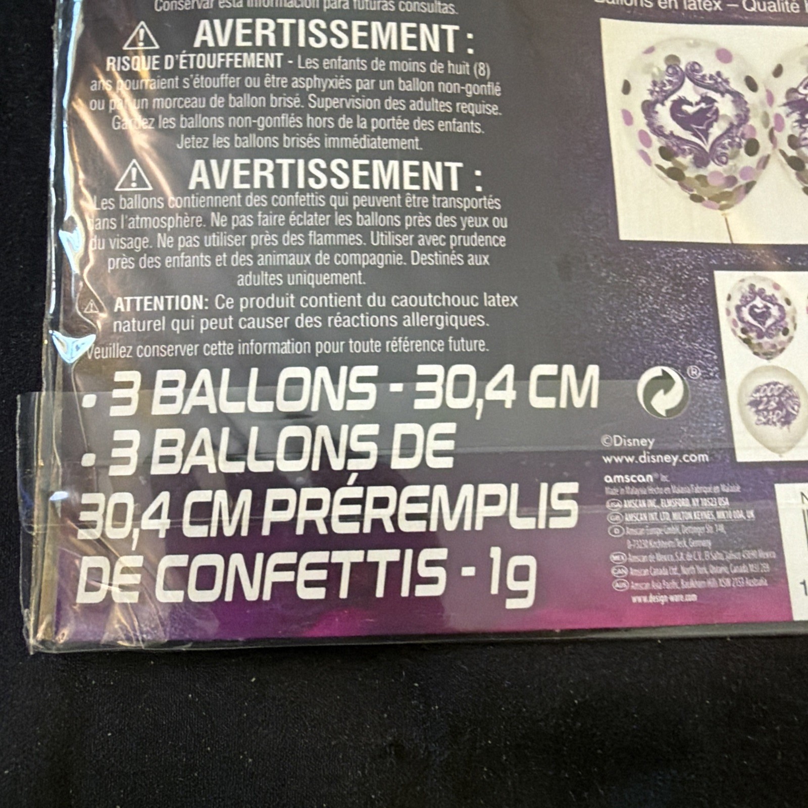 Disney Descendants Party Celebration Balloons 3 W/ Confetti 12″ Pack of 6 New