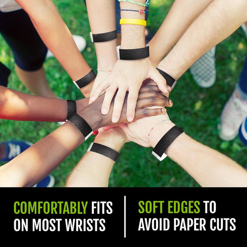 600 WristCo Black Tyvek Wristbands for Events – Comfortable Tear 600,