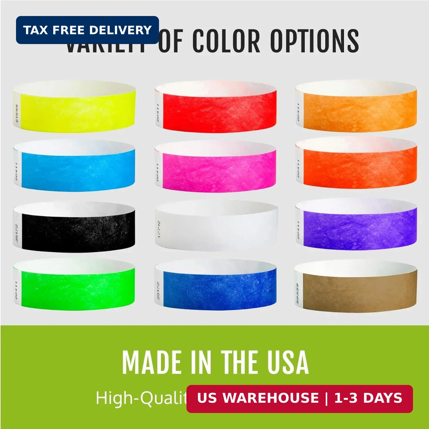 200 Wristco Tyvek Wristbands for Events, 20-Color Variety Pack – Tamper-Proof De