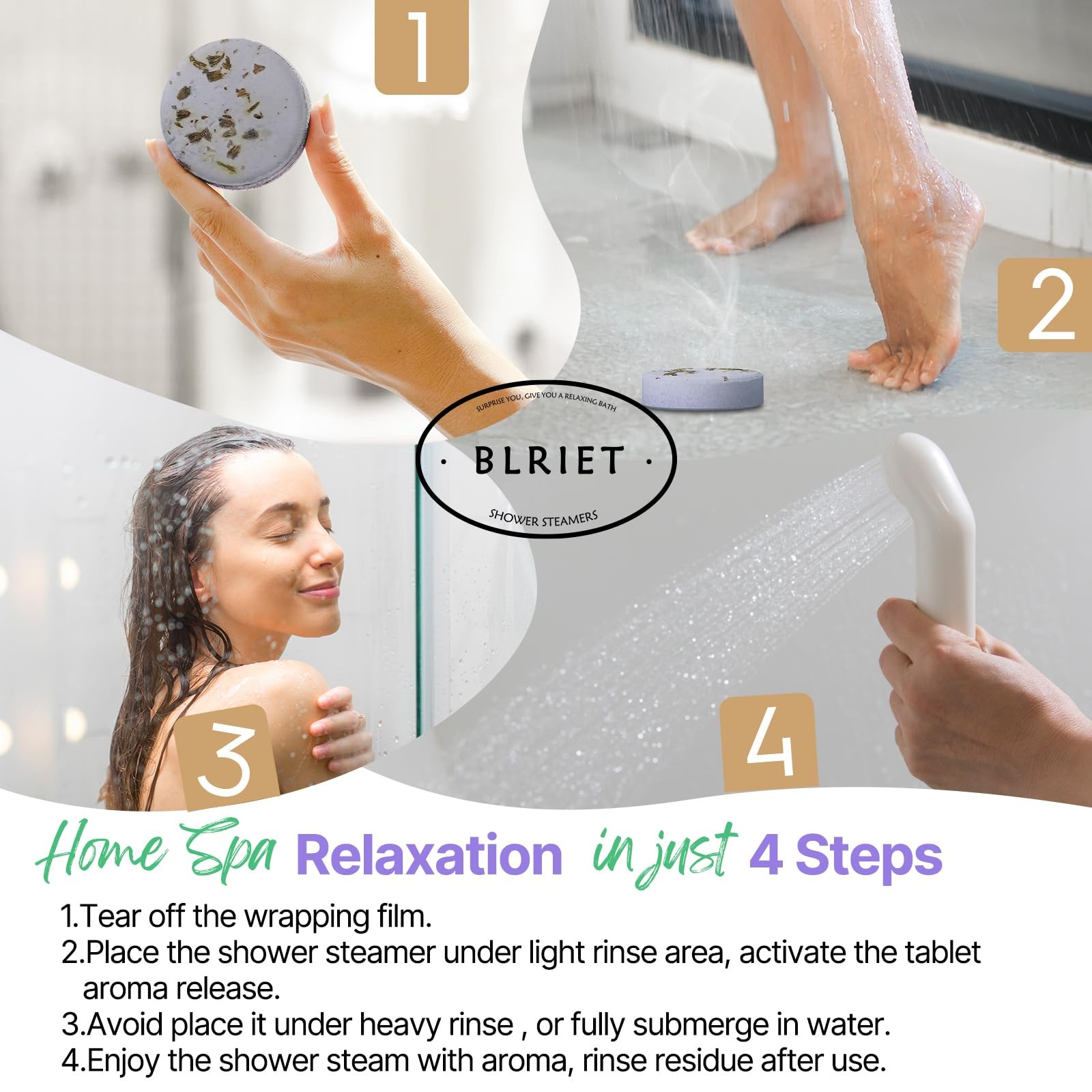 Shower Steamers Aromatherapy BLRIET 8 Pack Holiday Gifts for Women Birthday
