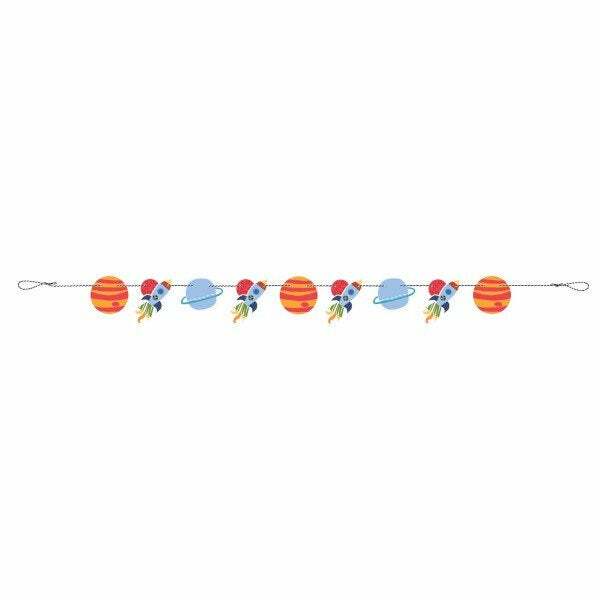 3-2-1 Blastoff! Outer Space Birthday Party Banner, 5 Feet Long, Space Party