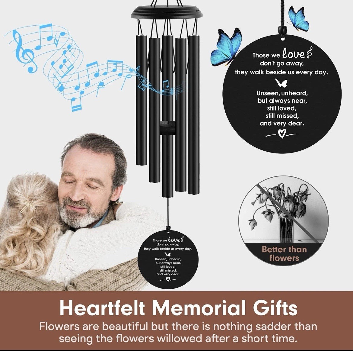YOUNTASY Wind Chimes for Loss of Loved One, Windchimes in Memory of; Sympathy