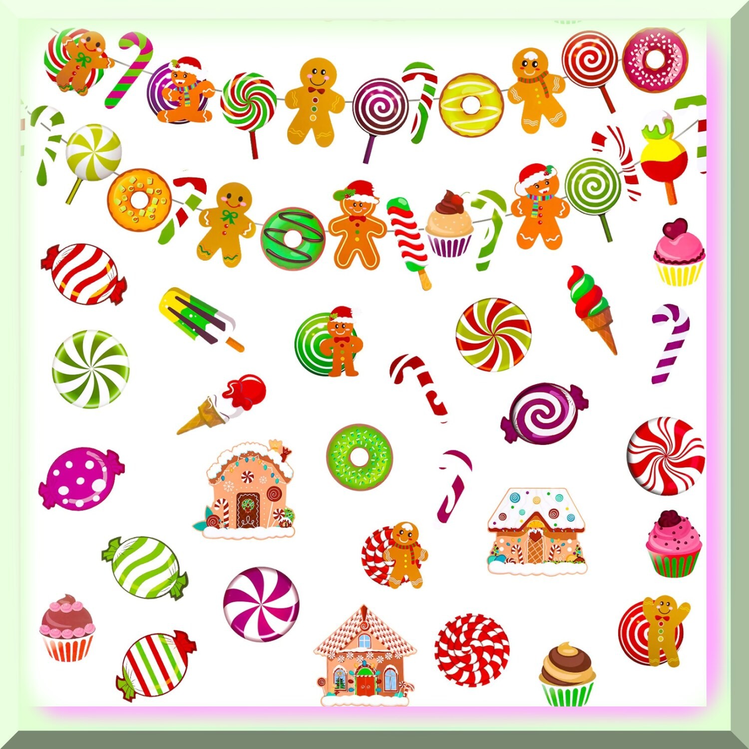 Gingerbread Cutouts and Candy Decorations Set