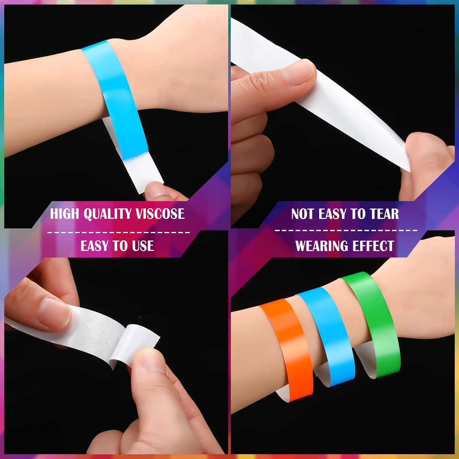 Paper Wristbands Neon Wrist Bands Waterproof Handbands for Events Lightweight…