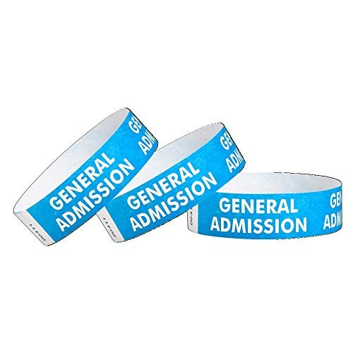 500 Blue General Admission Tyvek Wristbands for Events – ¾” 500 Count Blue Ga