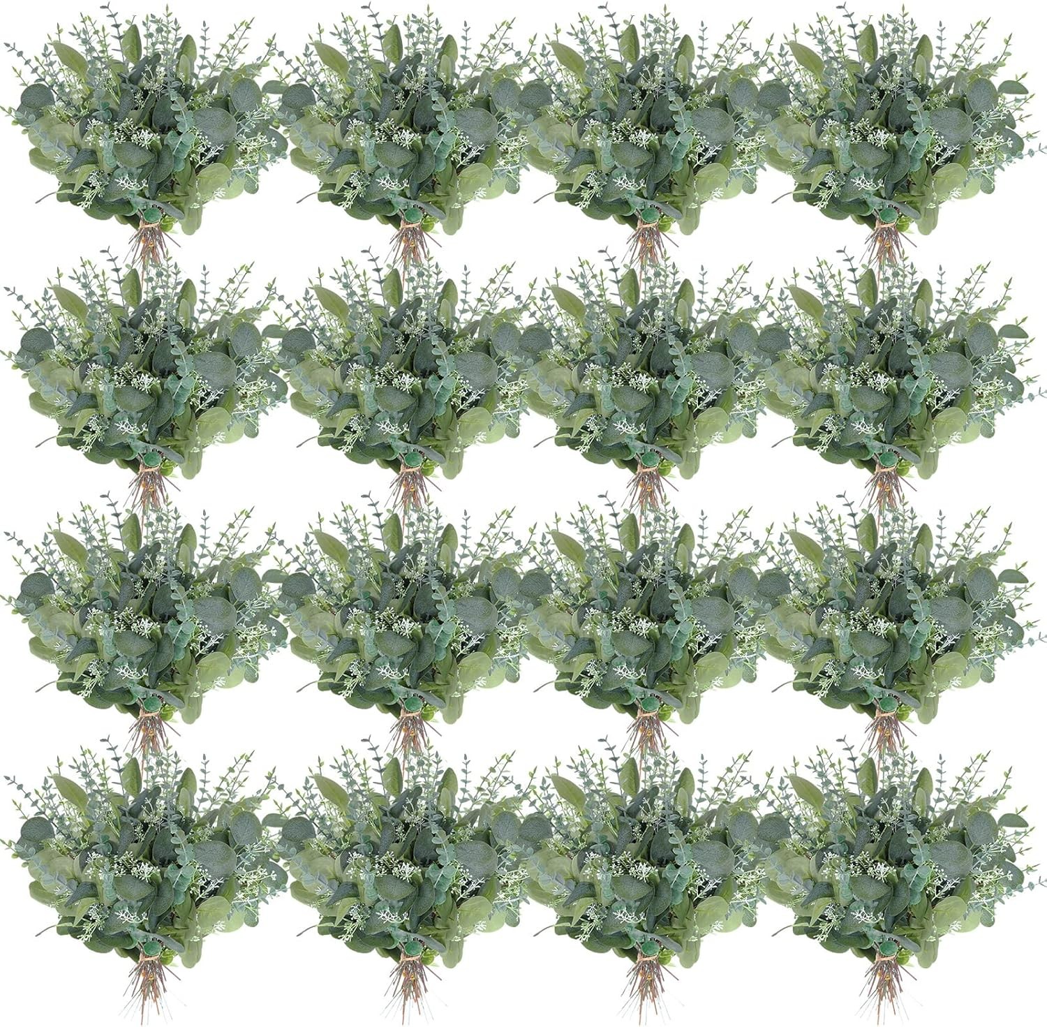 200 Pcs 2 Kinds Mixed Artificial Eucalyptus Leaves Stems Bulk Silver Dollar