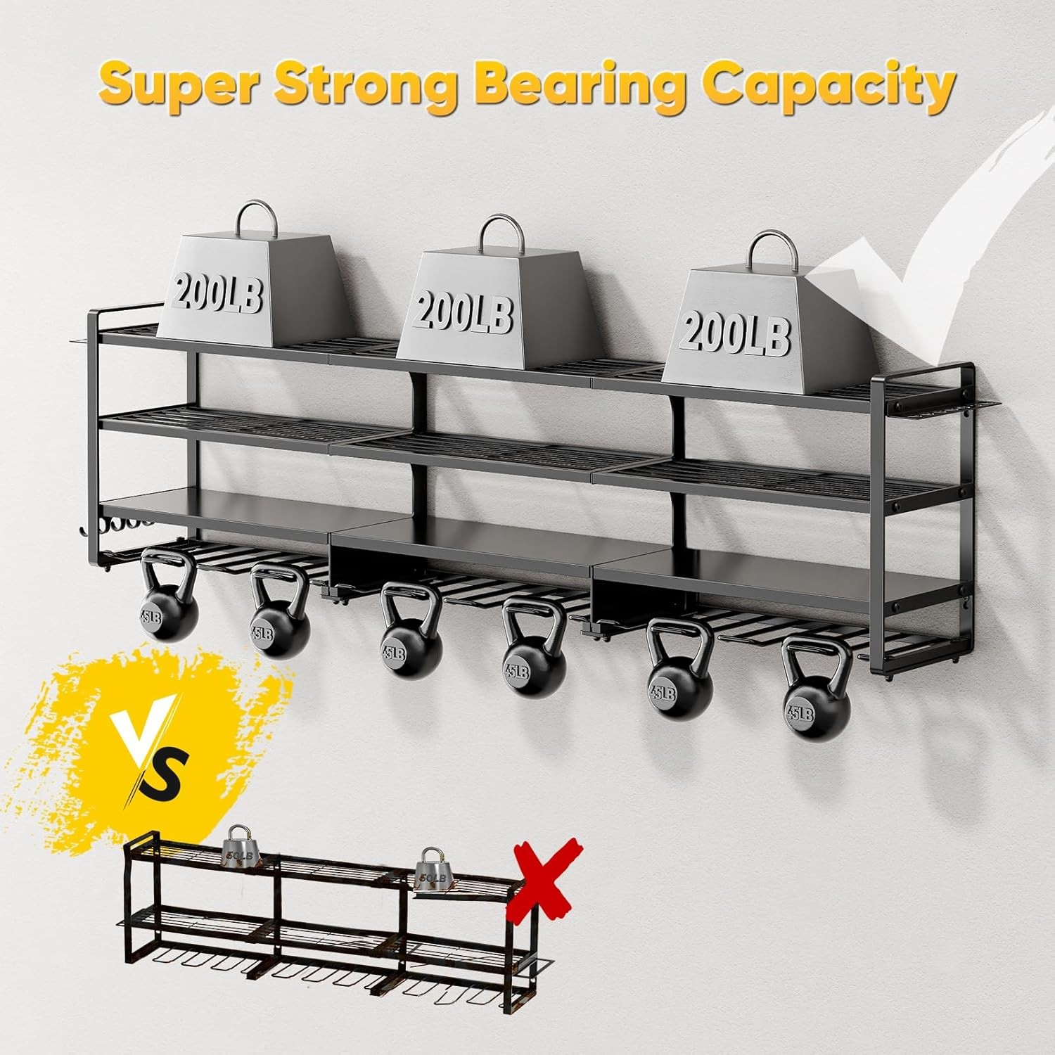 Large Power Tool Organizer Wall Mount Loads 600 lbs, Heavy Duty 4-Tier 12 Drills
