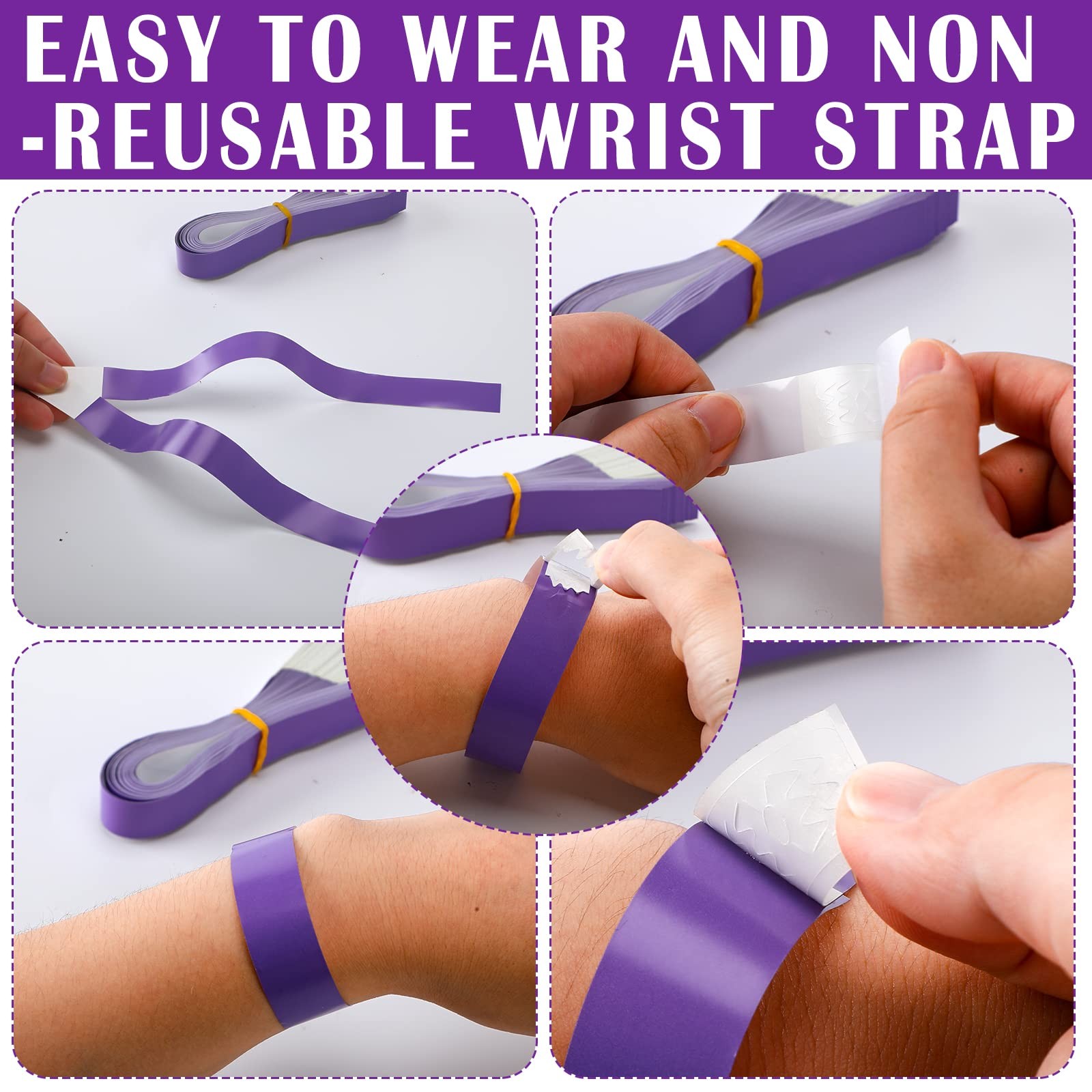 600 Packs Paper Wristbands for Events Neon Party 10 x 0.79 inch, Purple