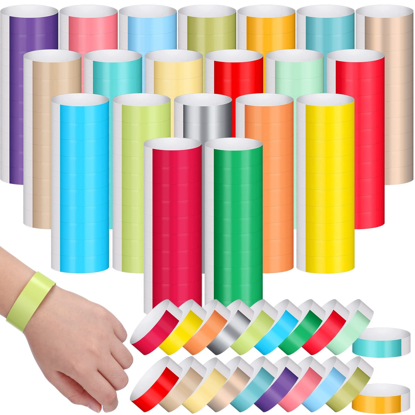Pulseras de papel para eventos, variedad de pulseras de neón resistentes al agua