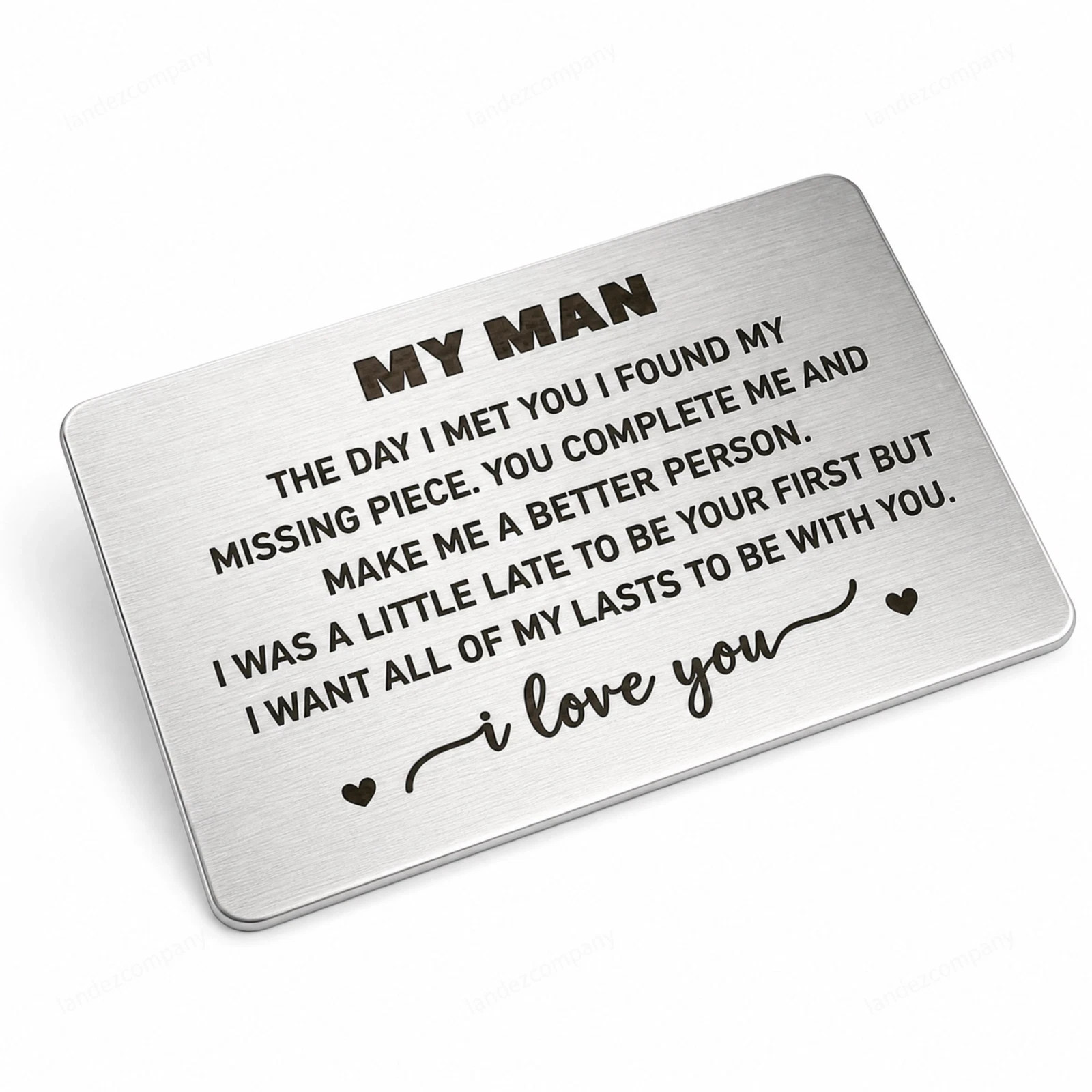Metal Wallet Insert Card to My Man Gift Anniversary Card Gift for Him Birthday