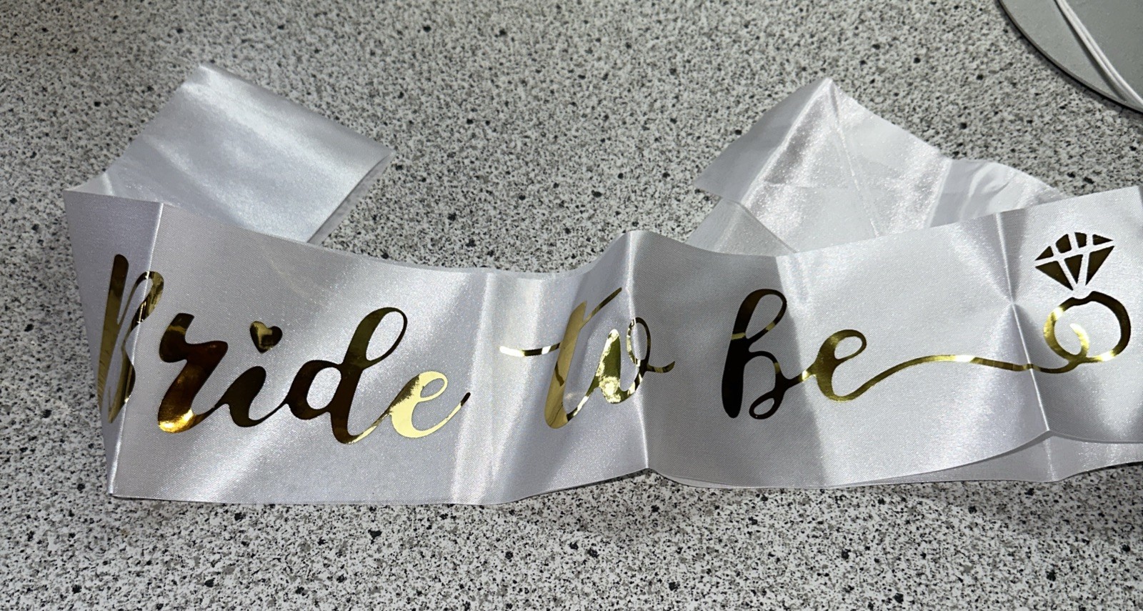 “Bride To Be” Sash White With Gold Lettering