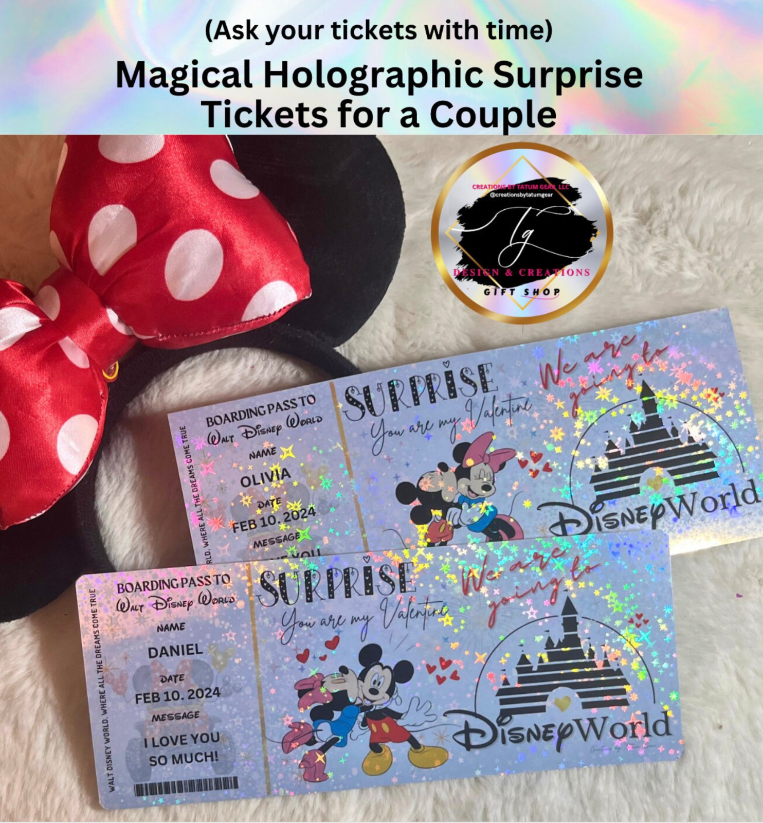 A COLLECTIBLE MAGICAL STARS FANCY HOLOGRAPHIC VALENTINES LOVE Surprise Ticket