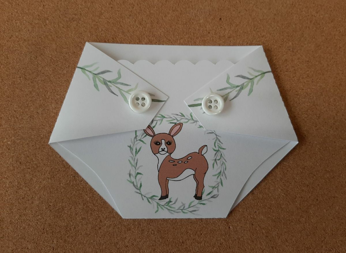 Baby Shower Game Prizes – Diaper Shaped Gift Card Holder-Woodland Animals