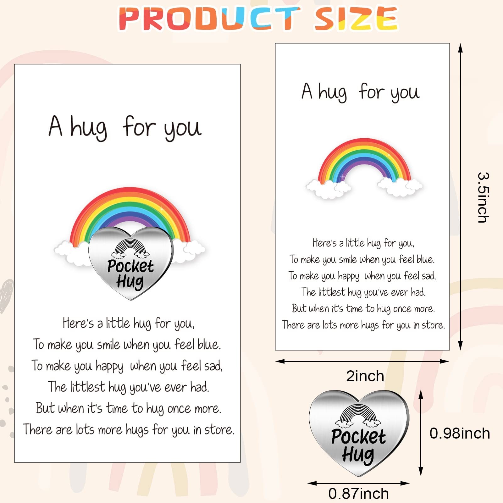 20 Pcs Little Heart Pocket Hug Token Bulk 10 Pcs A Hug for You Metal Token Ke…