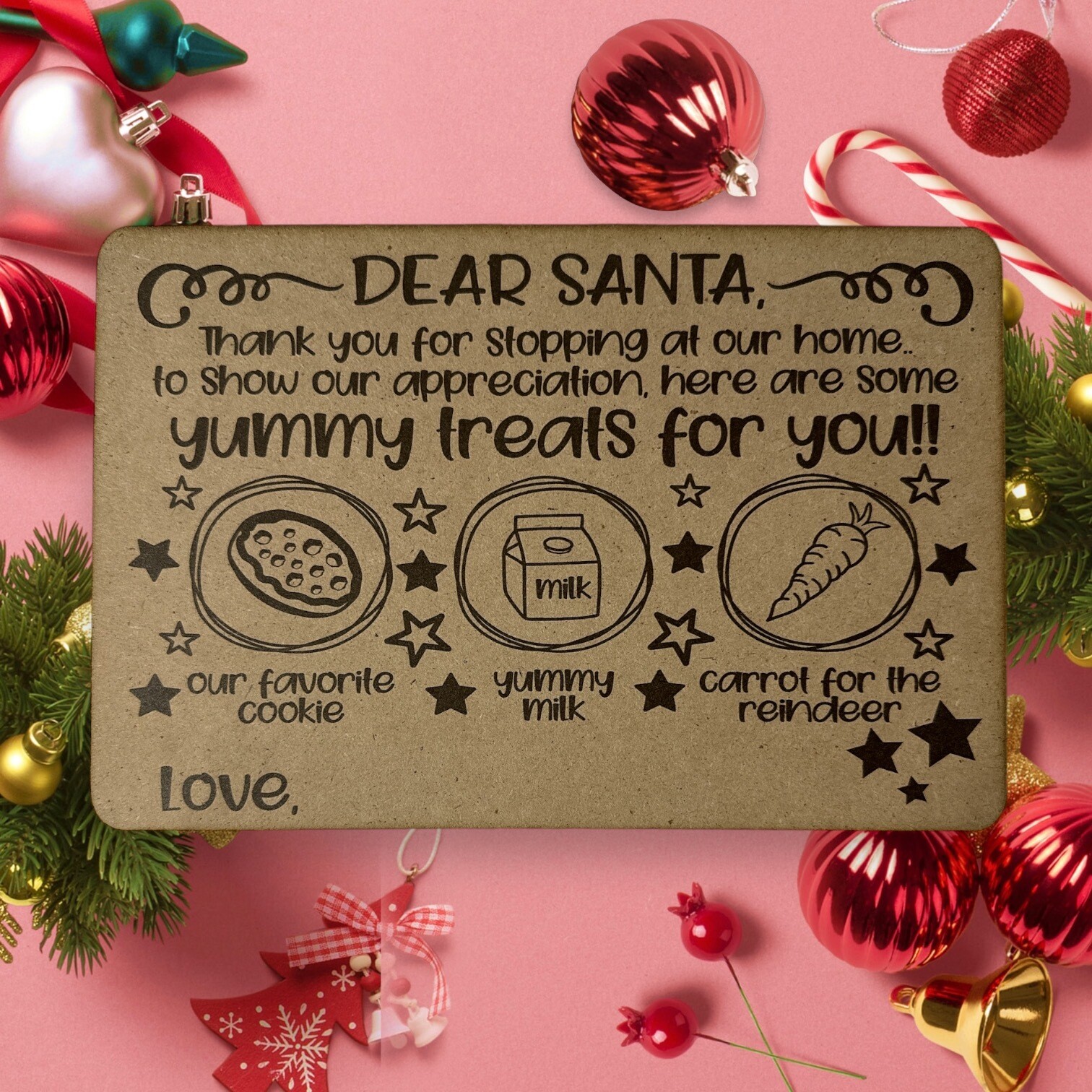 Children’s Santa Board – MDF – UV Printed #2 – 290mm x 195mm | Christmas | Xmas