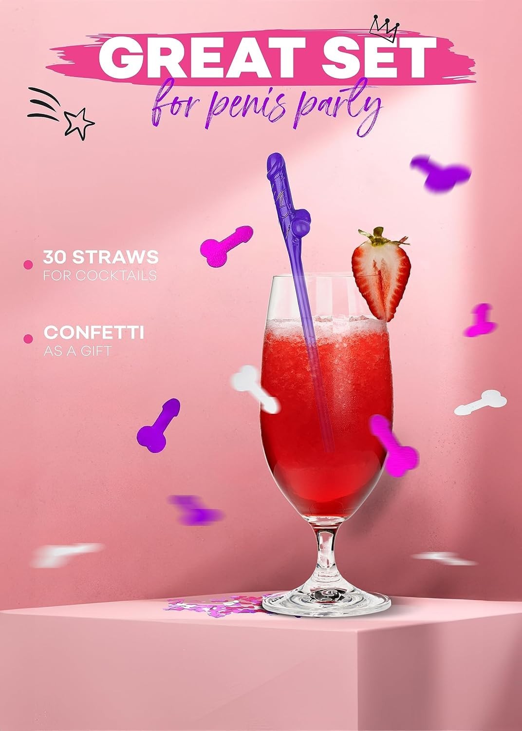 30 pcs Bachelorette Pennis Straws Party Hen Naughty, Willy Shaped Pennis Stra…