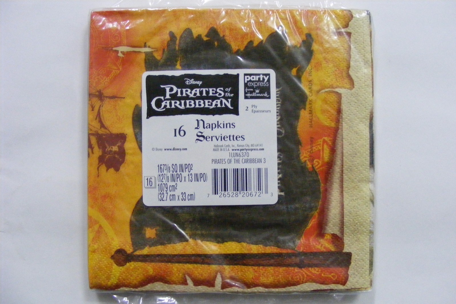 💥16 Pcs PIRATES Of The CARIBBEAN Fancy Napkins Serviettes Birthday Party Cake